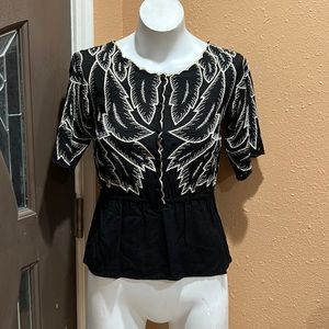 Maple black embroidered short sleeve blouse